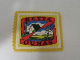 Hetta -Ounas -kangasmerkki / matkailumerkki / hihamerkki / badge -pohjaväri keltainen