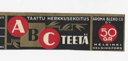 ABC Teetä  - tuote-etiketti vuodelta 1933