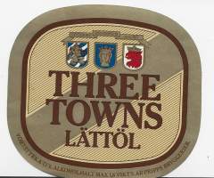 Three Towns lättöl - olutetiketti