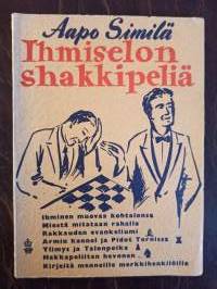 Ihmiselon shakkipeliä. Shakkipeliä ja sjekkitiliä. Shokkitilaa ja sokkopilaa (signeerattu)