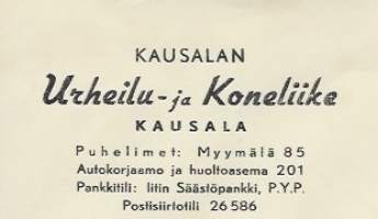 Kausalan Urheilu- ja Koneliike Kausala 1954 - firmalomake