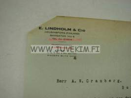 E. Lindholm &amp; Co, Helsinki 20.1.1927 -asiakirja