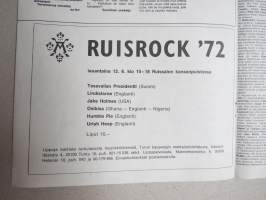 Ruisrock 1972 - Reijo Porkka -julistekuva (jonkin esiintyneen bändin jäsen?) -Intro-lehden keskiaukeamajuliste 8/1972 / centerfold poster