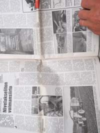Koneviesti 1988 nr 7, 8.4.1988, Ford kansikuva, Vanha äes uudenveroiseksi, Moottoriporolla tunturiin, Tehomyyjä Arvo Huovinewn, Agrico 88,Nivelakseliton voima, ym.