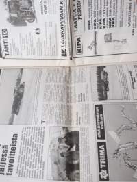 Koneviesti 1988 nr 7, 8.4.1988, Ford kansikuva, Vanha äes uudenveroiseksi, Moottoriporolla tunturiin, Tehomyyjä Arvo Huovinewn, Agrico 88,Nivelakseliton voima, ym.