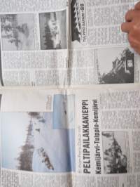 Koneviesti 1988 nr 7, 8.4.1988, Ford kansikuva, Vanha äes uudenveroiseksi, Moottoriporolla tunturiin, Tehomyyjä Arvo Huovinewn, Agrico 88,Nivelakseliton voima, ym.