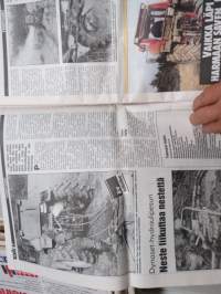 Koneviesti 1988 nr 16, 16.9.1988, Auringonkukkapuimuri, Tuhkalle kyytiä, Pienkuormaimet -taulukko, Maatilapainepesurit, Lannanliuotus, Sokerijuurikas pottikylvöä, ym
