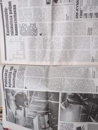 Koneviesti 1988 nr 16, 16.9.1988, Auringonkukkapuimuri, Tuhkalle kyytiä, Pienkuormaimet -taulukko, Maatilapainepesurit, Lannanliuotus, Sokerijuurikas pottikylvöä, ym
