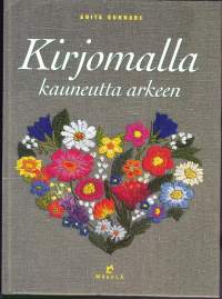 Kirjomalla kauneutta arkeen, 2000. Kirjan mallit tarjoava uusia ideoita kodintekstiilien ja lastenvaatteiden koristeluun ja kankaiden ja esineiden kirjontaan.