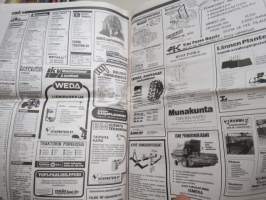 Koneviesti 1988 nr 21, 25.11.1988, Fiatagri kansi, Runni-Peltomestari, Tume uutuudet, Rivikuutonen traktorin moottorina, Keksijä Veikko Helanen, Lietelinko + lana