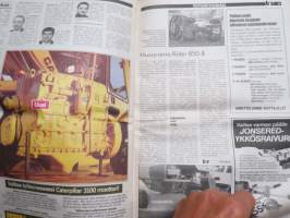 Koneviesti 1988 nr 6, 25.3.1988, Ford kansi, Äkeen piikeistä, Äes / tasojyrsin, Levittimet taulukko, Kostea kalkki ja lautaslevittimet, Omatekoinen kouraharvesteri