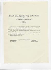 Brändö Sp&#039;årvägs Ab årsberättelse 1924 - vuosikertomus