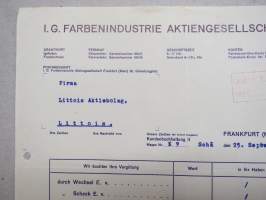 I.G. Farbenindustrie Ag - Littoisten Oy (Littoinen), 23.9.1933 -asiakirja