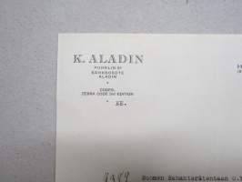K. Aladin, Hamina - Suomen Sahanterätehdas Oy, Tampere, 13.4.1926 -asiakirja