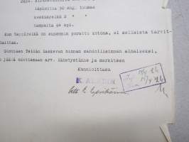 K. Aladin, Hamina - Suomen Sahanterätehdas Oy, Tampere, 13.4.1926 -asiakirja