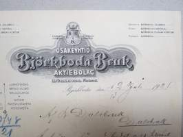 Oy Björkboda Bruk Ab, 12.7.1921 - Ab Dalsbruk -asiakirja