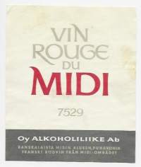 Vin Rouge du Midi   Alko nr 7529 - viinietiketti  viinaetiketti