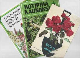 Harviala: Väriä ja kauneutta 1960, Kemira:Kotipiha kauniiksi 1984 ja biolan :Kotipuutarhan lannoitusopas 1988 - yht 3 kpl