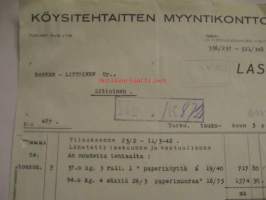Köysitehtaitten myyntikonttori Turku lasku 5.5.1942