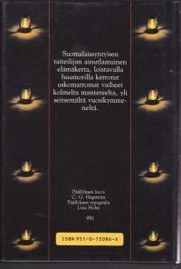 Liekki pimeässä, 1988. 1.p.Suomalaissyntyisen taitelijan ainutlaatuinen elämäkerta. Huumorilla höystetyt uskomattomat  vaiheet kolmelta mantereelta 70 vuoden ajalta.
