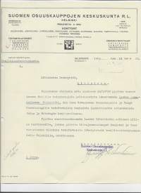 Suomen Osuuskaukkojen Keskuskunta SOK Helsinki 1930  - firmalomake