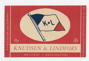 Knudsen &amp; Lindfors Oy  punttikoko  -  tulitikkuetiketti