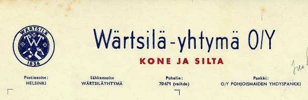 Wärtsilä  Oy Kone ja Silta 1955 - firmalomake