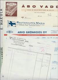 Kansiollinen n 450 g turkulaisia firmalomakkeita 1940-50 luvuilta - firmalomake