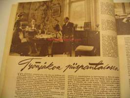 Kotiliesi 1953 nr 9, Suullista kielitaitoa tarvitaan, Työnjakoa piispantalossa, Kaupungin ilmaisessa opissa, Kieku ja Kaiku, Kas-Kas -mainos, ym.