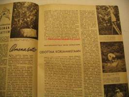 Kotiliesi 1944 nr 18, syyskuu,  Kalevala -koru Karkun Palvialasta, Sorja-kaavojen esittely, Puutarhatuotteiden säilyttäminen aumoissa, Omenasato odottaa