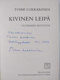 Kivinen leipä : vuorimies muistelee (signeerattu, tekijän omiste, ERINOMAINEN)
