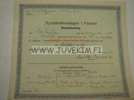 Ayrshireföreningen i Finland / Suomen Ayrshireyhdistys Kon &quot;Babulja&quot;, omistaja Ernst Rotermann, Brödtorp, Skuru -kantakirjatodistus 1922
