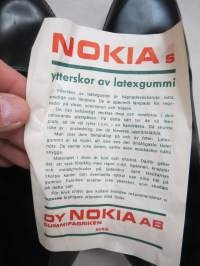 Nokia lateksipäällyskengät - ytterskor av latexgummi -käyttämättömät, arviolta 1950-luvulta
