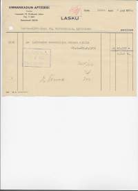 Linnankadun Apteekki Turku 1952 - firmalomake