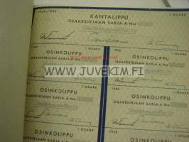 Turkiskauppiaitten Oy, Helsinki 1954, 5 000 mk -osakekirja