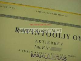 Ravintoöljy Oy, Helsinki, 1 000 mk -osakekirja
