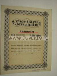 Ab Vuorijärvi Järnmalm Oy, Helsinki, 1 000 mk -osakekirja