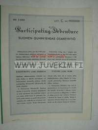 Suomen Gummitehdas Oy Participating Debenture 2 000 mk 1939 -depentuuri