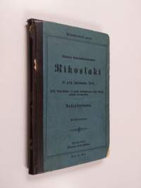 Suomen suuriruhtinaanmaan rikoslaki 19 p:ltä joulukuuta 1889, muutoksineen 21 p:ltä huhtikuuta 1894. Rekisterineen.