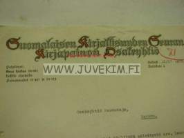 Suomalaisen Kirjallisuuden Seuran Kirjapainon Osakeyhtiö, Helsinki 12.2.1929 -asiakirja