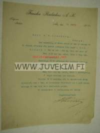 T.A. Korsman, Rauma 16.7.1923 -asiakirja