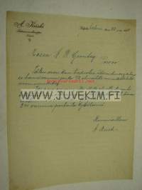 A. Kiiski Sekatavarakauppa, Koljola 22.2.1924 -asiakirja