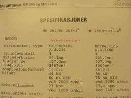 Massey Ferguson 265 265-4 290 290-4 instruksjonbok. (på norska) Käyttöohjekirja norjaksi.