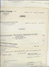 Erä kaasu pilke laskuja Kaukas, Mankala, Armas Kiviniemi 1940-luku  - firmalomake