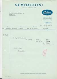 Metalliteos Metos Oy Helsinki 1955 - firmalomake
