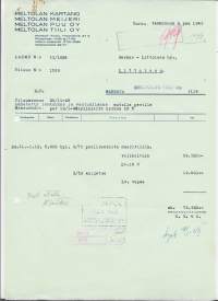 Meltolan  Kartano, Meijeri, Puu ja Tiili Turku 1949 - firmalomake