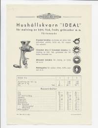 Rosenlew Pori - IDEAL Hushållskvarn  / lihamylly  mainos 1935