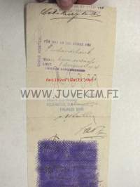 A. Granberg 15.8.1914 -vekselilomake