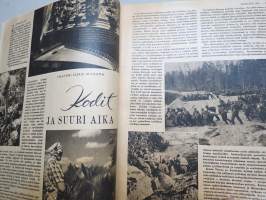 Kotiliesi 1941 nr 17, syyskuu I, 1.9.1941, Kansikuvitus Martta Wendelin, Kodit ja suuri aika, Yhteisvoimin avuttomien avuksi, Työtytöt, Vihannestalkoot, Kalaa, ym.