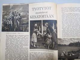Kotiliesi 1941 nr 17, syyskuu I, 1.9.1941, Kansikuvitus Martta Wendelin, Kodit ja suuri aika, Yhteisvoimin avuttomien avuksi, Työtytöt, Vihannestalkoot, Kalaa, ym.